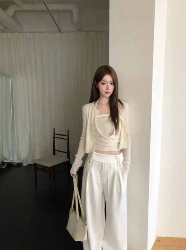AD14 Avignon亞維儂漫步·反折腰頭微寬直筒褲