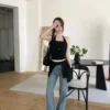 AD05 Cannes 坎城漫步·掛脖蝴蝶結柔膚針織上衣Set