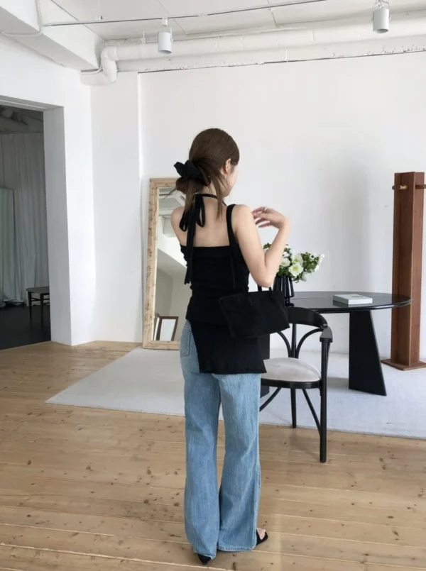 AD07 Léonie 蕾奧妮的蕾絲腰頭微喇叭牛仔褲