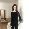 AD09 Léa莉亞的慵懶兩穿斜肩柔膚上衣