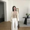 AD23 Joséphine約瑟芬的法式柔絨蕾絲Bra Top