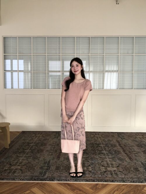 AD03 Passy帕西柔霧粉後綁帶針織上衣