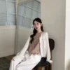 AD31 Inès伊奈絲柔白抽繩直筒長褲
