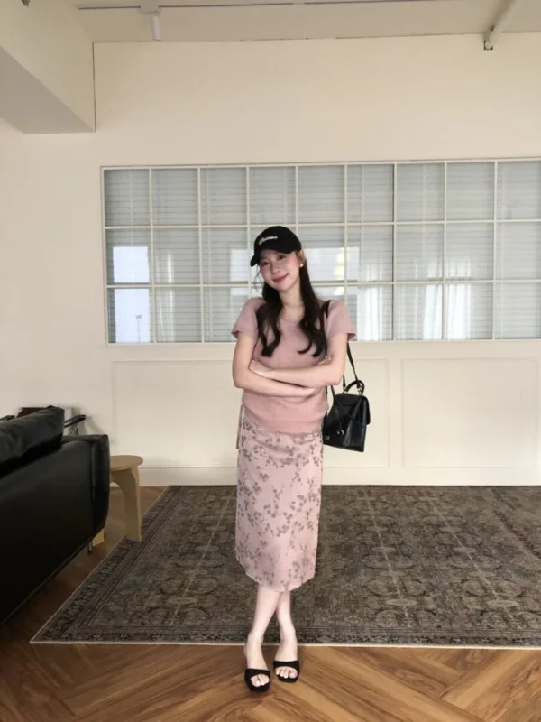 AD03 Passy帕西柔霧粉後綁帶針織上衣