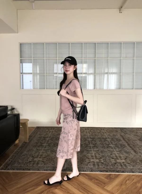AD03 Passy帕西柔霧粉後綁帶針織上衣