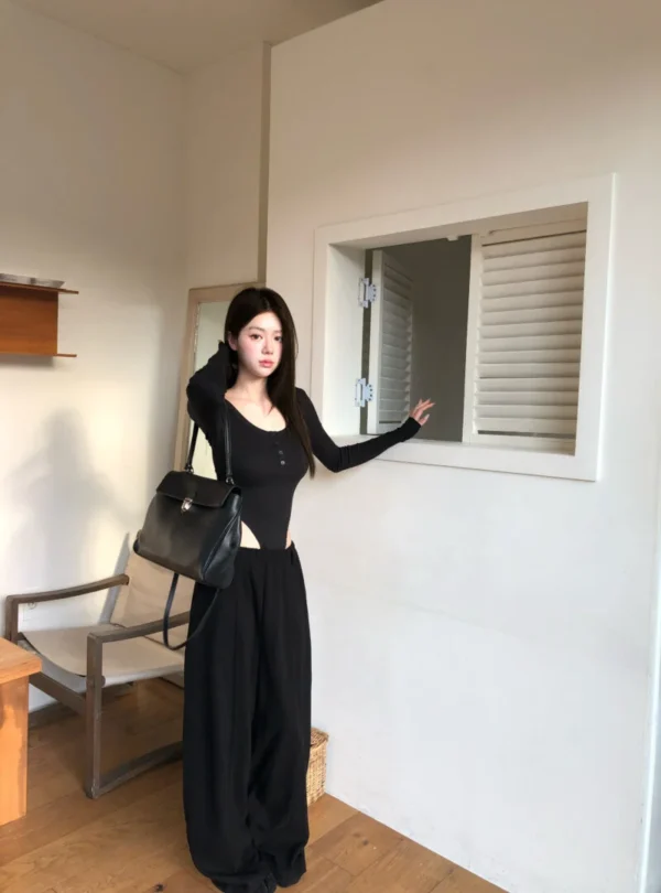 AE03 Simone西蒙娜的慵懶垂墜法式寬褲