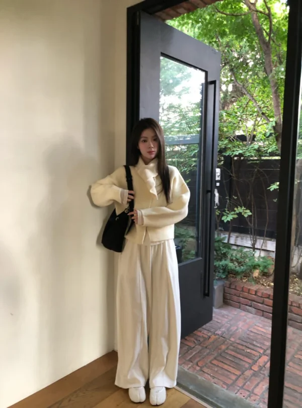 AE03 Simone西蒙娜的慵懶垂墜法式寬褲