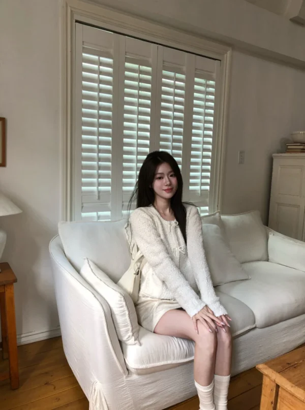 AE18 Eulalie尤拉莉小綿羊毛圈蝴蝶結針織外套