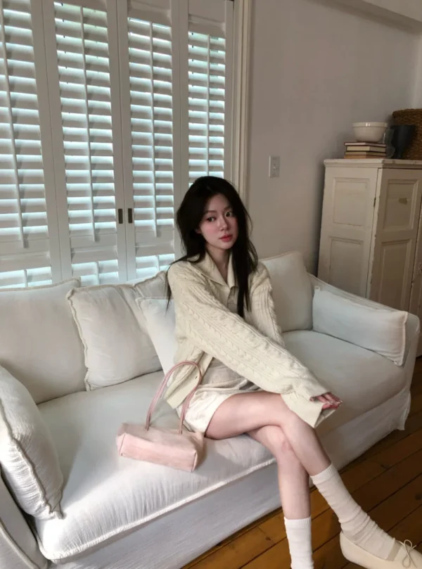 1 (144) AE09 Caroline卡洛琳的慵懶柔織翻領針織外套