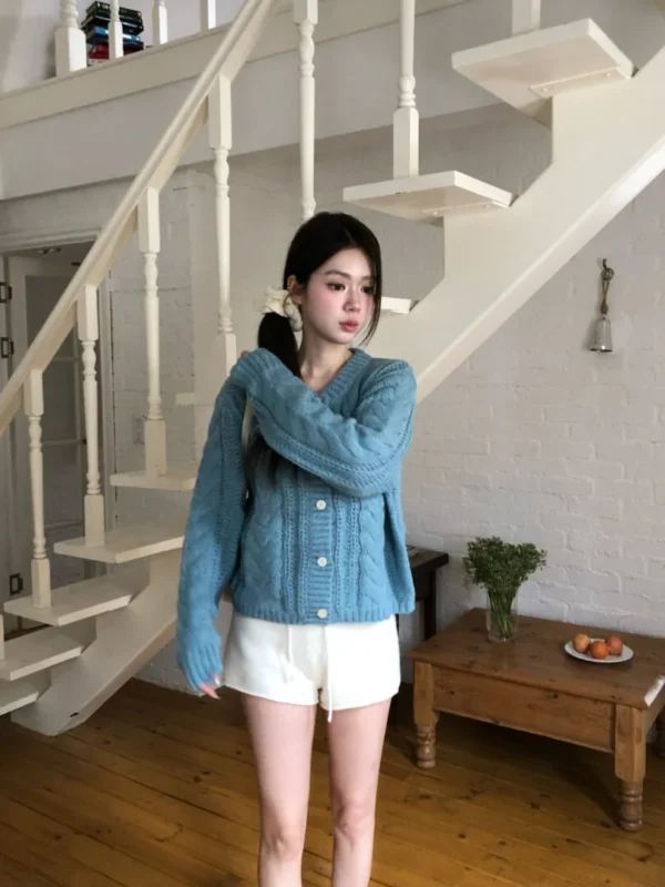AE39 Berenice貝蕾妮絲法式拼接麻花針織外套