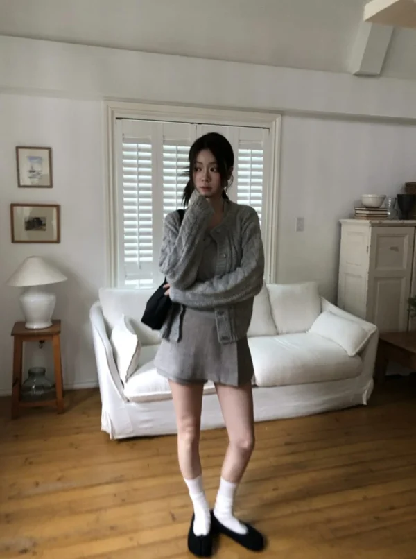 AE39 Berenice貝蕾妮絲法式拼接麻花針織外套