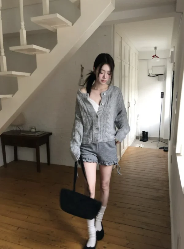AE39 Berenice貝蕾妮絲法式拼接麻花針織外套