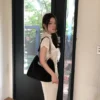 AE31 Colette柯蕾特的晚宴絲絨綁帶上衣