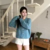 AE39 Berenice貝蕾妮絲法式拼接麻花針織外套