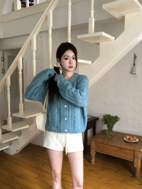 AE39 Berenice貝蕾妮絲法式拼接麻花針織外套