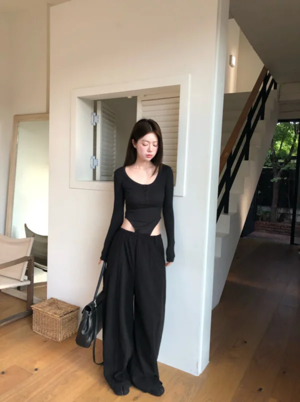 AE03 Simone西蒙娜的慵懶垂墜法式寬褲